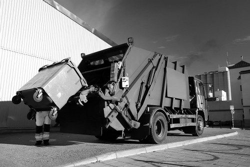 Waste collection truck in Battersea neighborhood